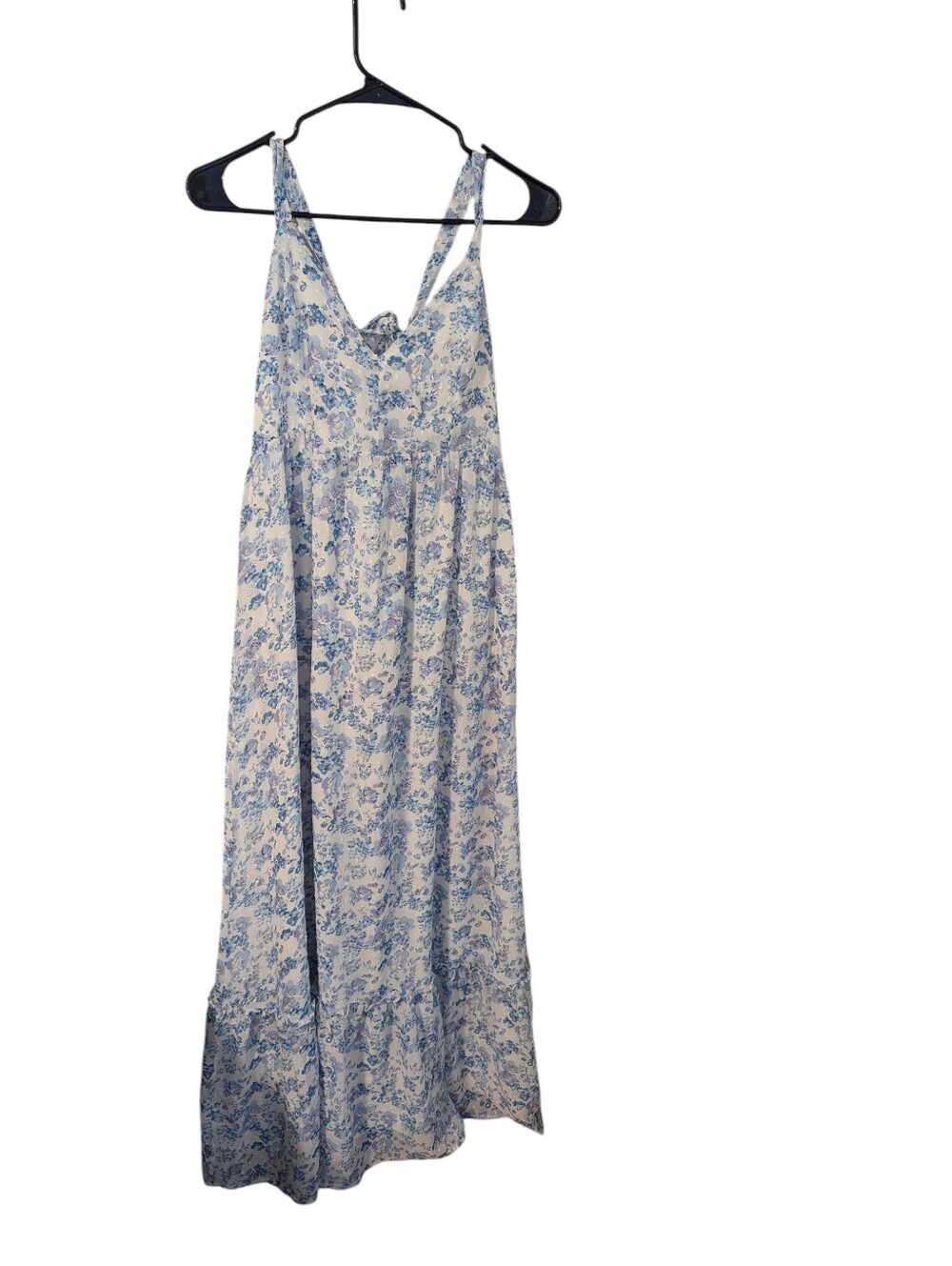 Lulu's,Blue Floral Maxi Sundress - Women's Sleeveless V-Neck, Size M - Picture 5 of 6